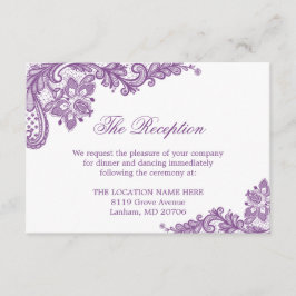 Tarjeta De Recepción Detalles del Boda Lavender Purple Lace