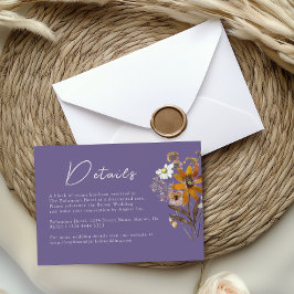 Tarjeta De Recepción Detalles del Boda Lavender Wildflower Boho