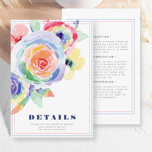 Tarjeta De Recepción Detalles del Boda LGBTQ de flor negrita colorida