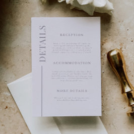 Tarjeta De Recepción Detalles del Boda Lilac de línea limpia