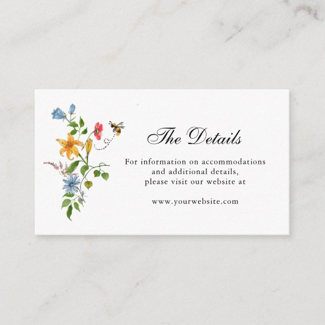 Tarjeta De Recepción Detalles del boda Love in Bloom Wildflowers (Anverso)