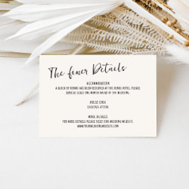 Tarjeta De Recepción Detalles del Boda manuscrito