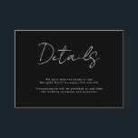 Tarjeta De Recepción Detalles del Boda manuscrito moderno negro y blanc<br><div class="desc">Tarjeta de envoltorio con detalles de Boda manuscrito moderno negro y blanco</div>