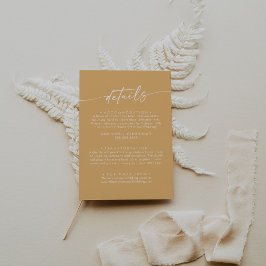 Tarjeta De Recepción Detalles del Boda Marigold Amarillo Moda Boho
