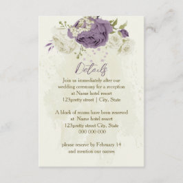 Tarjeta De Recepción detalles del boda mauve de flores blancas verdes