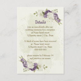 Tarjeta De Recepción detalles del boda mauve de flores blancas verdes