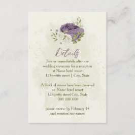 Tarjeta De Recepción detalles del boda mauve de flores blancas verdes