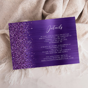 Tarjeta De Recepción Detalles del Boda Metalizado cepillado de Glam Pur