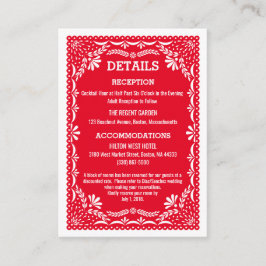 Tarjeta De Recepción Detalles del Boda mexicano colorido del papel Pica