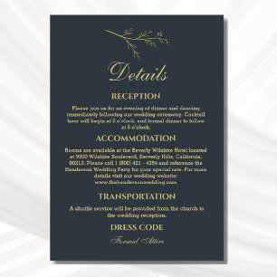 Tarjeta De Recepción Detalles del Boda Minimalista botánico de carbón v