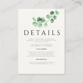 Tarjeta De Recepción Detalles del Boda Minimalista de Eucalyptus Greene
