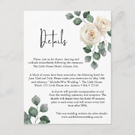 Tarjeta De Recepción Detalles del Boda minimalista de Rosa blanco y ver