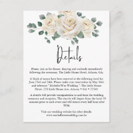 Tarjeta De Recepción Detalles del Boda minimalista de Rosa blanco y ver