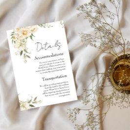 Tarjeta De Recepción Detalles del Boda minimalista Ivory Bliss