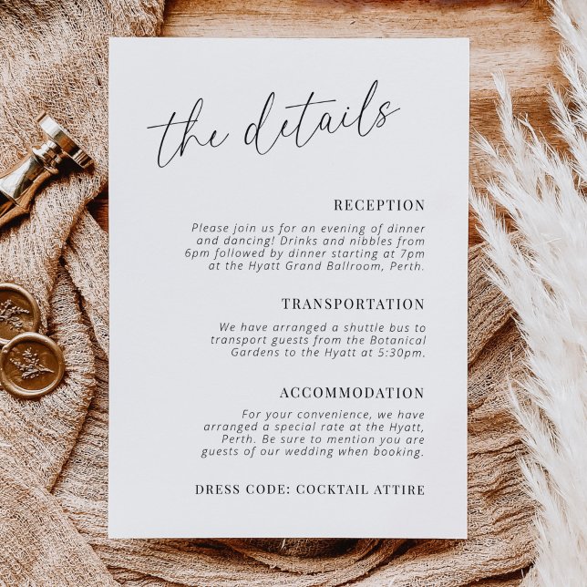 Tarjeta De Recepción Detalles del Boda Minimalista moderno (Subido por el creador)