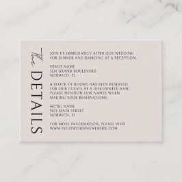 Tarjeta De Recepción Detalles del Boda Minimalista moderno Boho