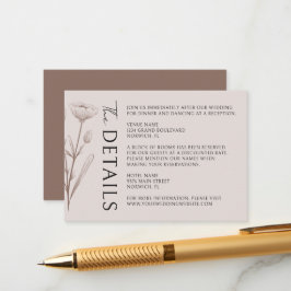 Tarjeta De Recepción Detalles del Boda Minimalista moderno Boho