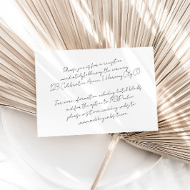 Tarjeta De Recepción Detalles del Boda Minimalista moderno de la moda