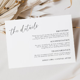 Tarjeta De Recepción Detalles del Boda Minimalista moderno horizontal