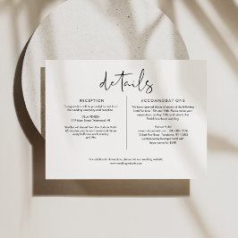 Tarjeta De Recepción Detalles del Boda Minimalista STELLA 6.5x4.25