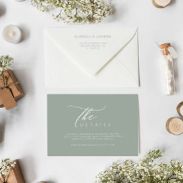 Tarjeta De Recepción Detalles del Boda minimalista verde sabio
