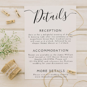 Tarjeta De Recepción Detalles del boda Mínimo