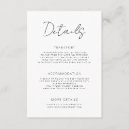 Tarjeta De Recepción Detalles del Boda mínimo del guión de firma modern