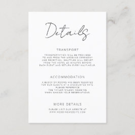Tarjeta De Recepción Detalles del Boda mínimo del guión de firma modern