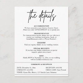 Tarjeta De Recepción Detalles del Boda mínimo moderno