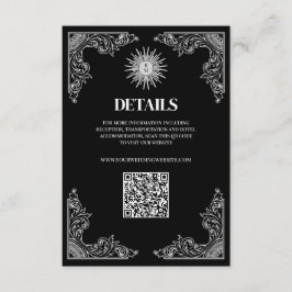 Tarjeta De Recepción Detalles del Boda mínimo negro del código QR