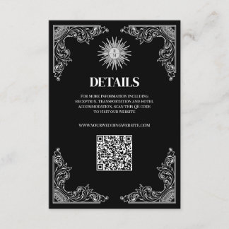 Tarjeta De Recepción Detalles del Boda mínimo negro del código QR
