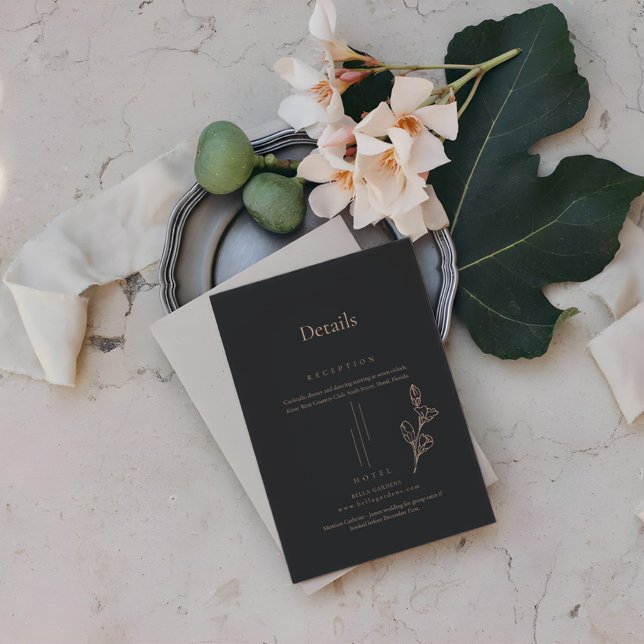 Tarjeta De Recepción Detalles del Boda Mínimo Sencillo Real Negro (Subido por el creador)