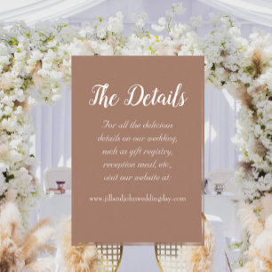 Tarjeta De Recepción Detalles del Boda Mocha Simple Style