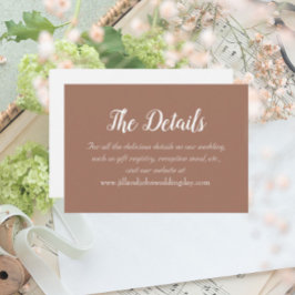 Tarjeta De Recepción Detalles del Boda Mocha Simple Style