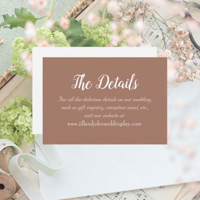Tarjeta De Recepción Detalles del Boda Mocha Simple Style (In Situ Wedding)
