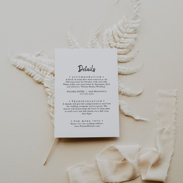 Tarjeta De Recepción Detalles del Boda moderno (Subido por el creador)