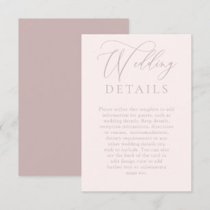 Tarjeta De Recepción Detalles del Boda moderno blanco y rosa oscuro