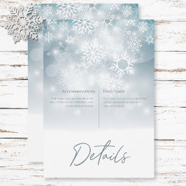 Tarjeta De Recepción Detalles del Boda moderno Blue Winter Snow