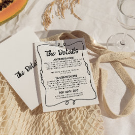 Tarjeta De Recepción Detalles del Boda moderno con marco escrito a mano