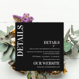 Tarjeta De Recepción Detalles del Boda moderno contemporáneo blanco neg