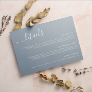 Tarjeta De Recepción Detalles del Boda moderno de caligrafía azul turqu