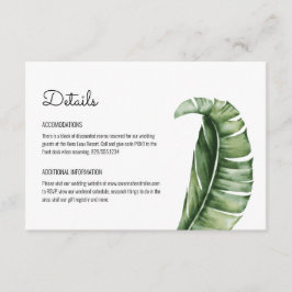 Tarjeta De Recepción Detalles del Boda moderno de hojas de plátano de m