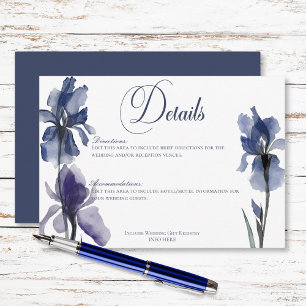 Tarjeta De Recepción Detalles del Boda moderno de las flores de iris az