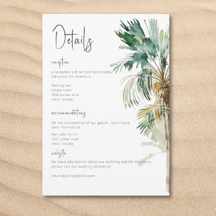 Tarjeta De Recepción Detalles del Boda moderno de palmeras tropicales