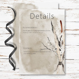 Tarjeta De Recepción Detalles del Boda moderno del Boho Bouquet rústico