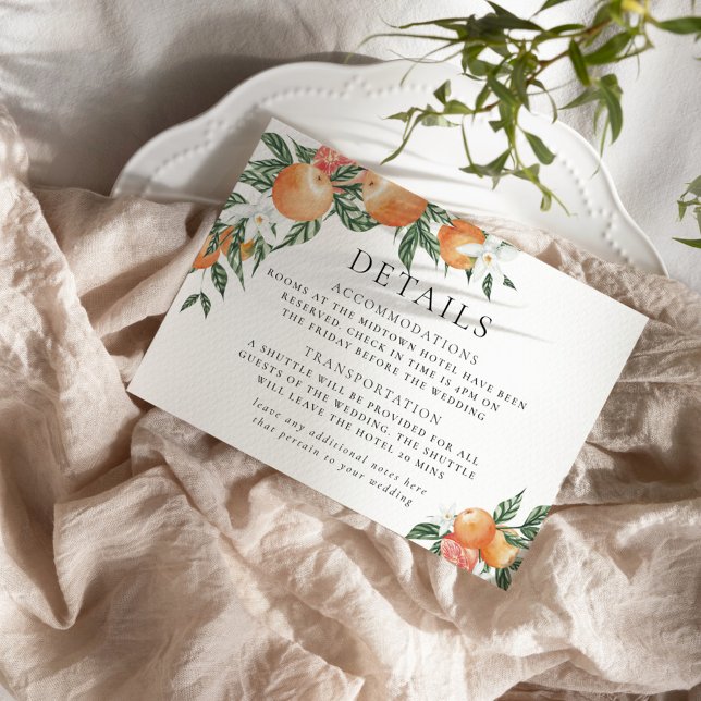 Tarjeta De Recepción Detalles del Boda moderno del cítrico botánico nar (Subido por el creador)