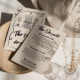 Tarjeta De Recepción Detalles del Boda moderno dibujado a mano antigua