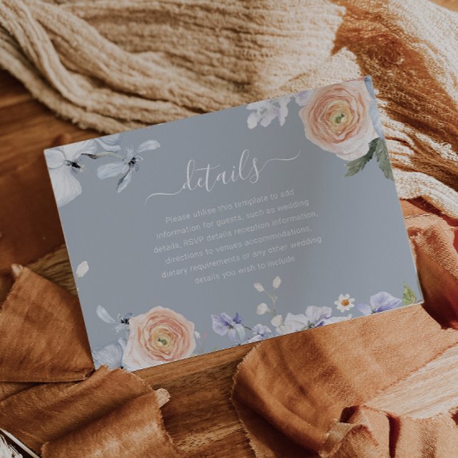 Tarjeta De Recepción Detalles del Boda moderno Dusty Blue & Peach (Subido por el creador)