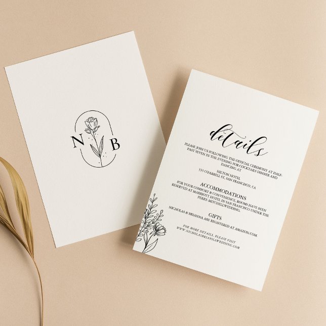 Tarjeta De Recepción Detalles del Boda moderno mínimo del clásico blanc (Subido por el creador)
