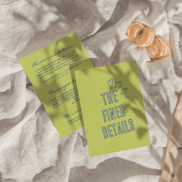 Tarjeta De Recepción Detalles del Boda moderno retro de colores escrito